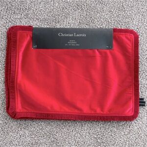 NWT Christian Lacroix Set of 4 Placemats Red Velveteen with Eyelash Fringe